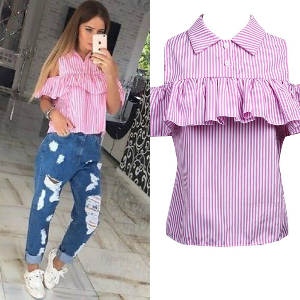 Bluza alba, imprimeu dungi roz, Annelisa C10