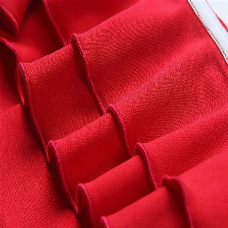 Bluza rosie, crop, cu volane, Athalia C10