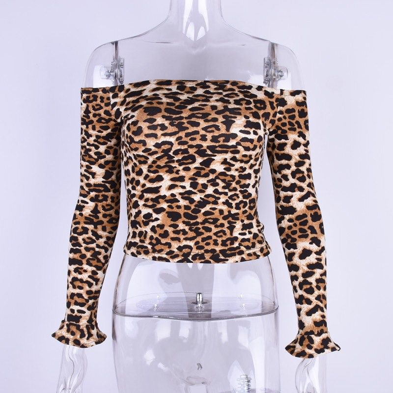 Bluza bej, crop, animal print, Claudi C10