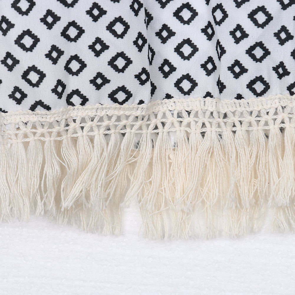 Cardigan alb, cu franjuri bej, Annelene C10