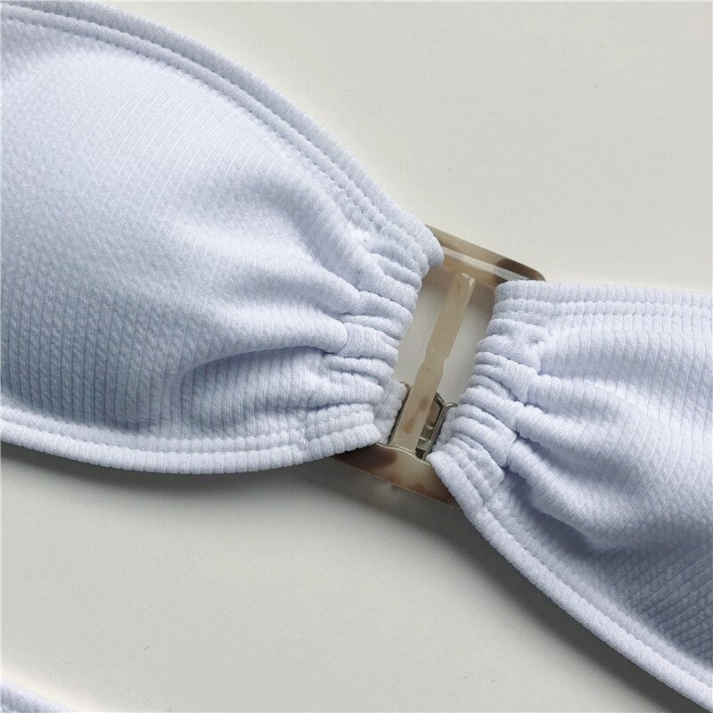 Costum de baie 2 piese, alb, Letta C40 OUT