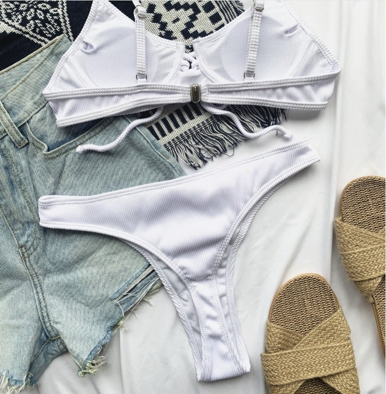 Costum de baie 2 piese, alb, Lisse C44