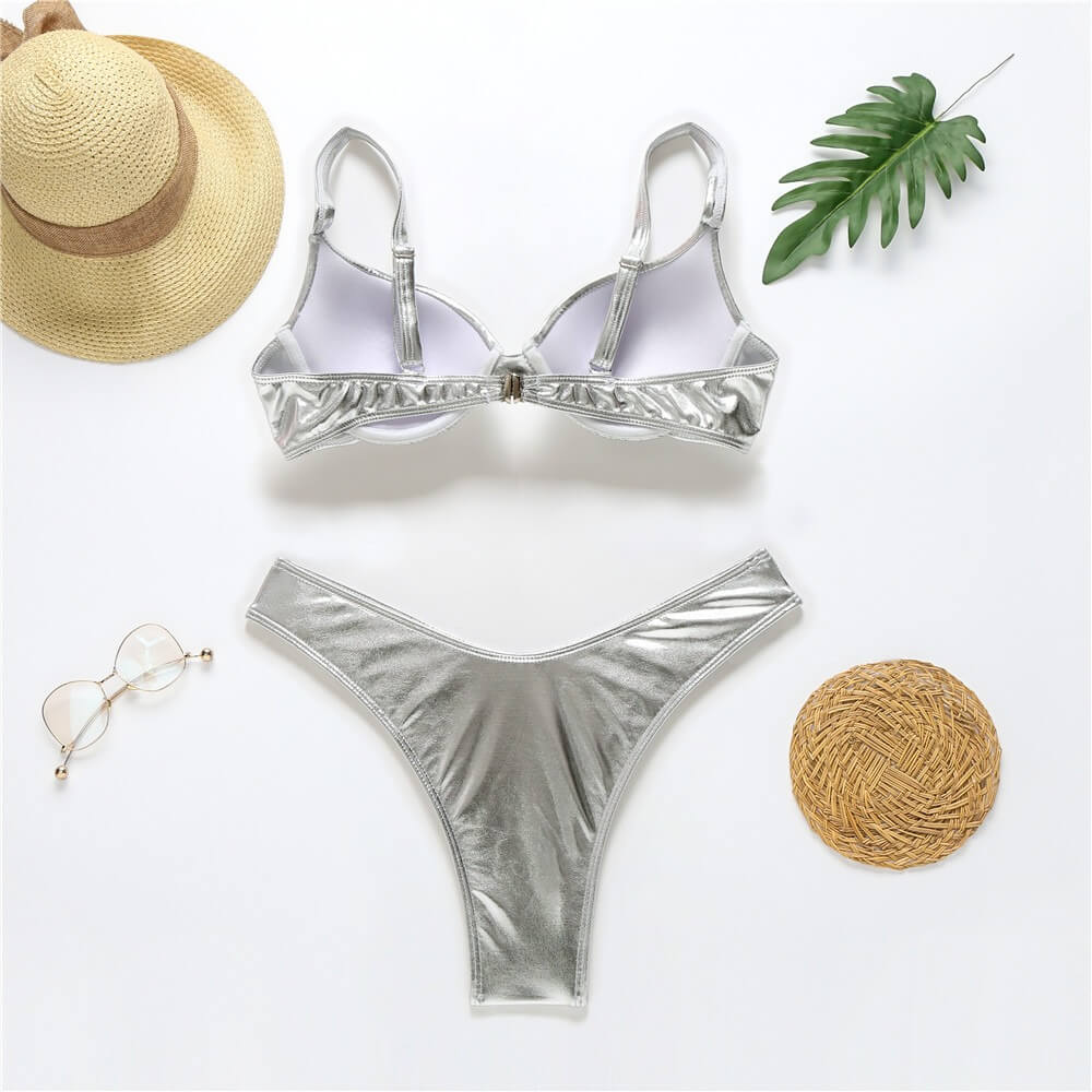 Costum de baie 2 piese, argintiu, Judi