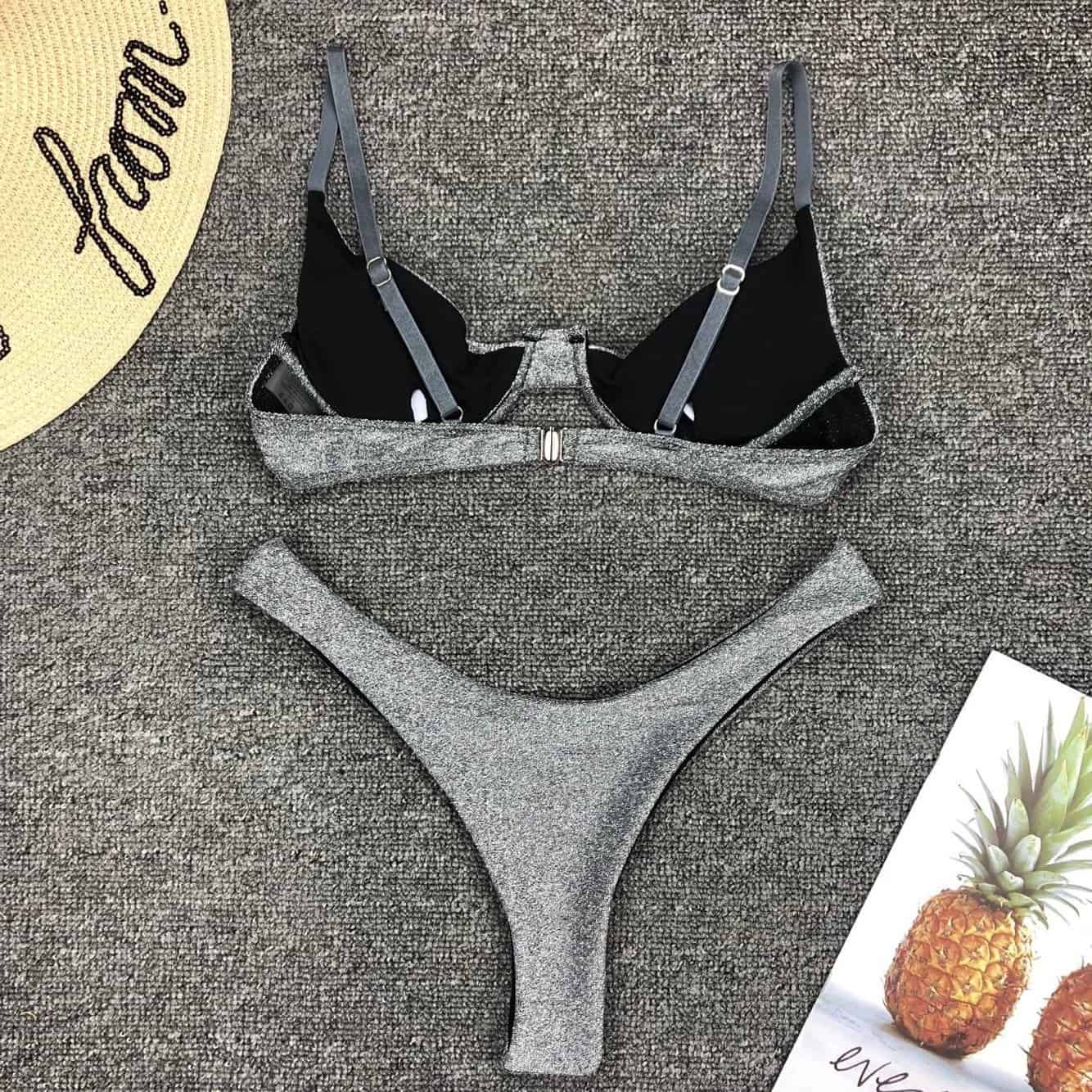 Costum de baie 2 piese, argintiu, Keila