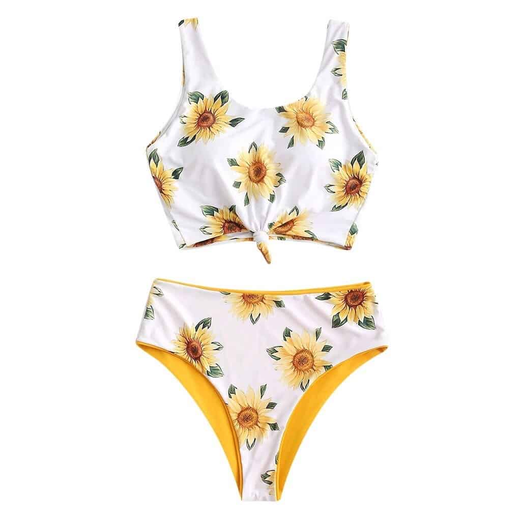 Costum de baie 2 piese, galben, floarea soarelui, Klara C32
