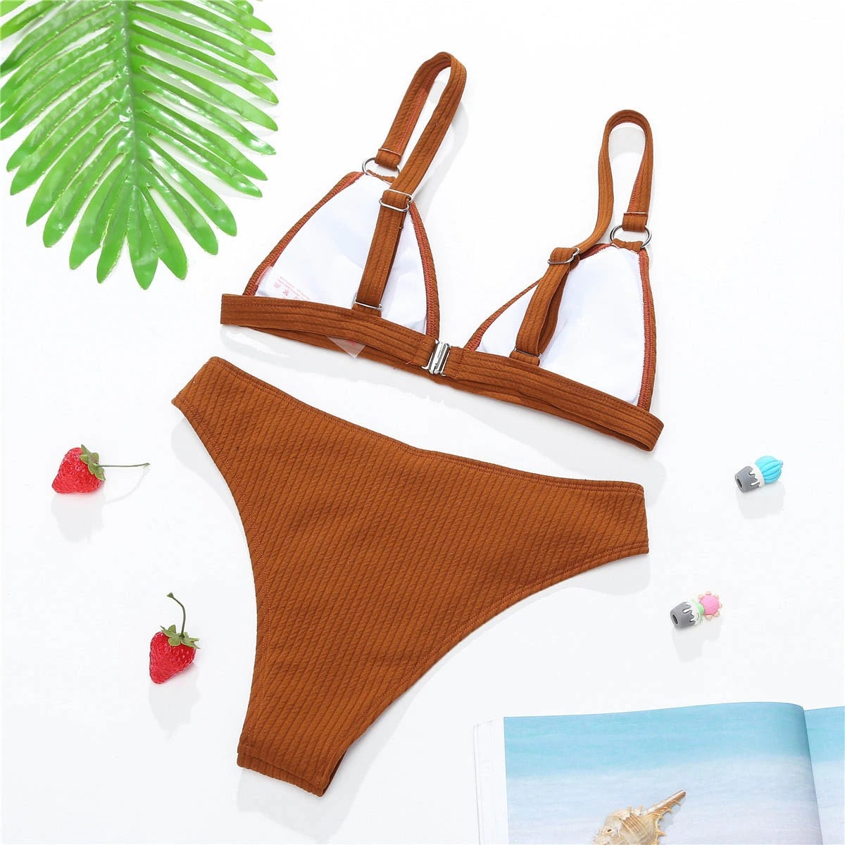 Costum de baie 2 piese, maro, Liezl C55