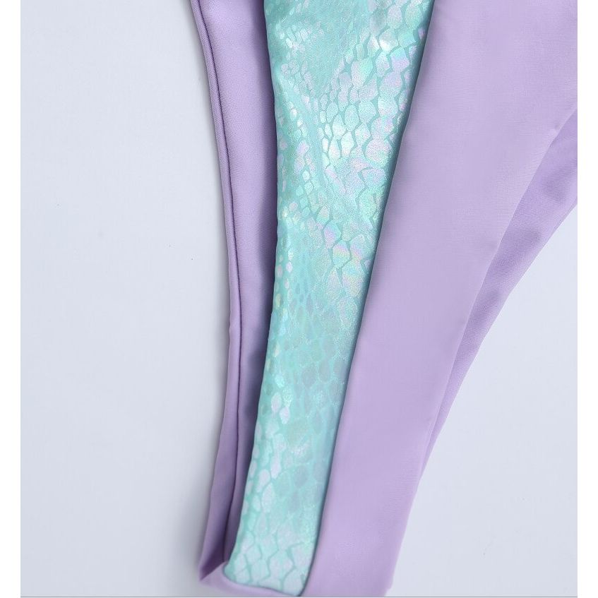 Costum de baie 2 piese, mov cu verde, Magnina C37 OUT