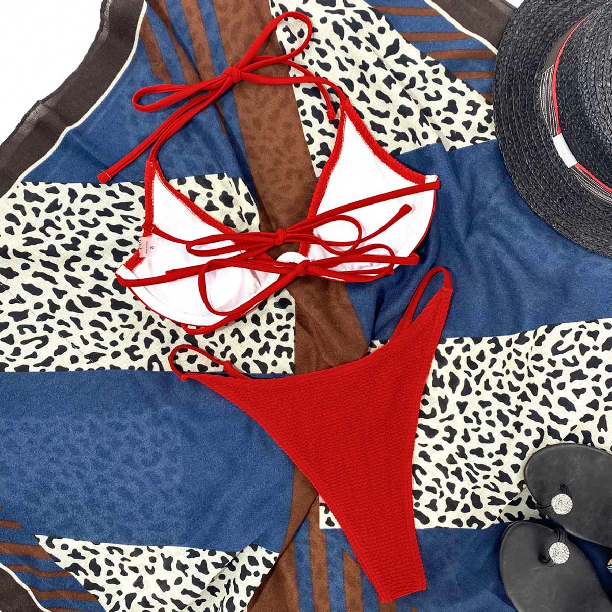 Costum de baie 2 piese, rosu, Leonida C41