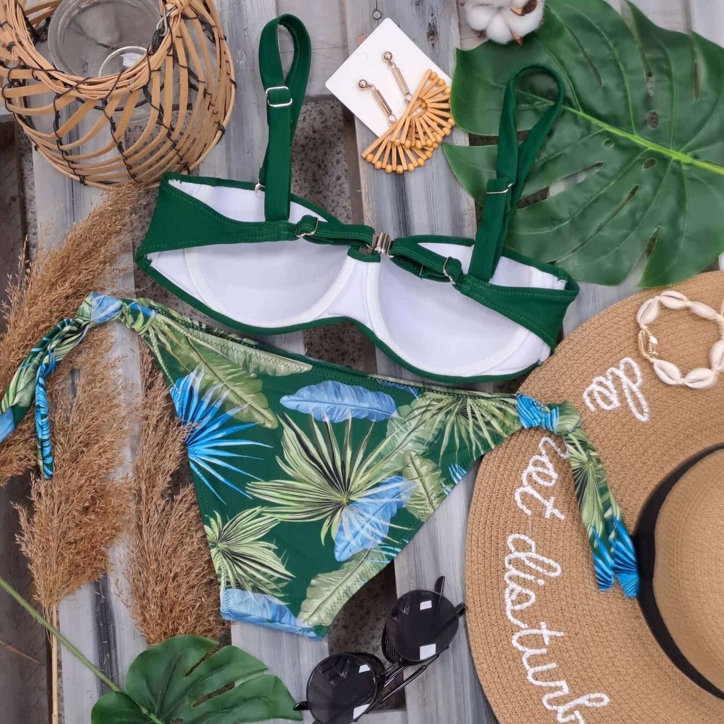 Costum de baie 2 piese, verde, Elona C40