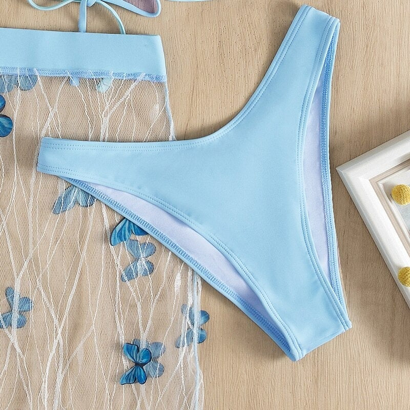 Costum de baie 3 piese, bleu, Daimi C51