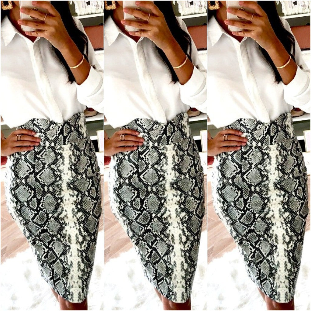 Fusta gri, imprimeu sarpe, Dikte C9