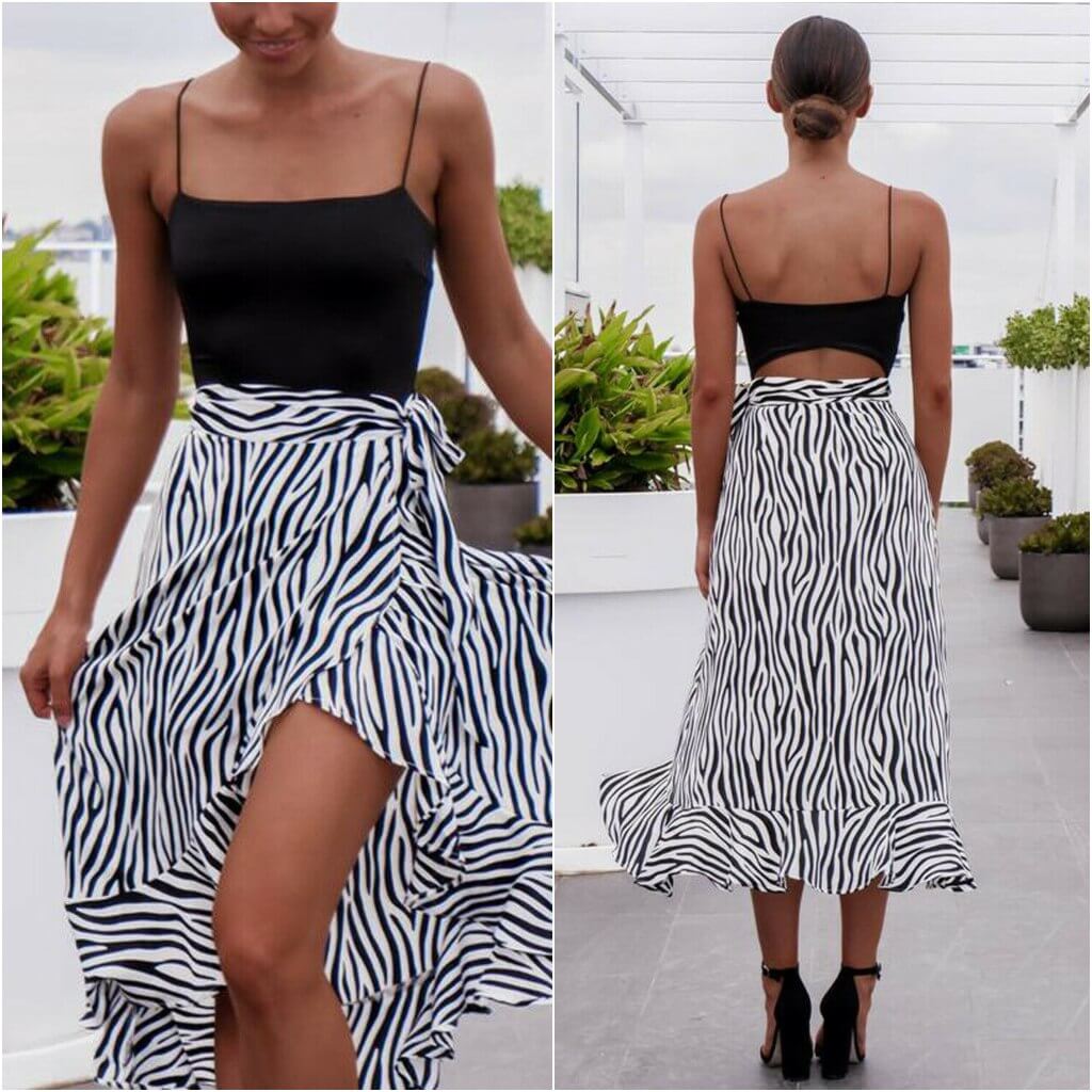 Fusta alba, animal print, Ivette C19