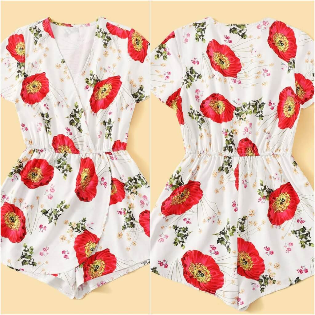 Salopeta alba, imprimeu floral, Ivanka C9