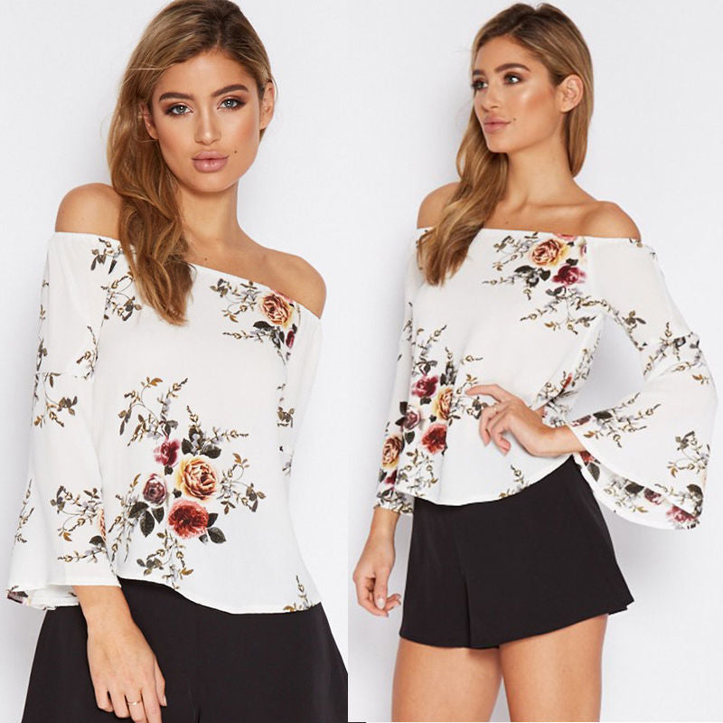 Bluza alba, imprimeu floral, Ady C10