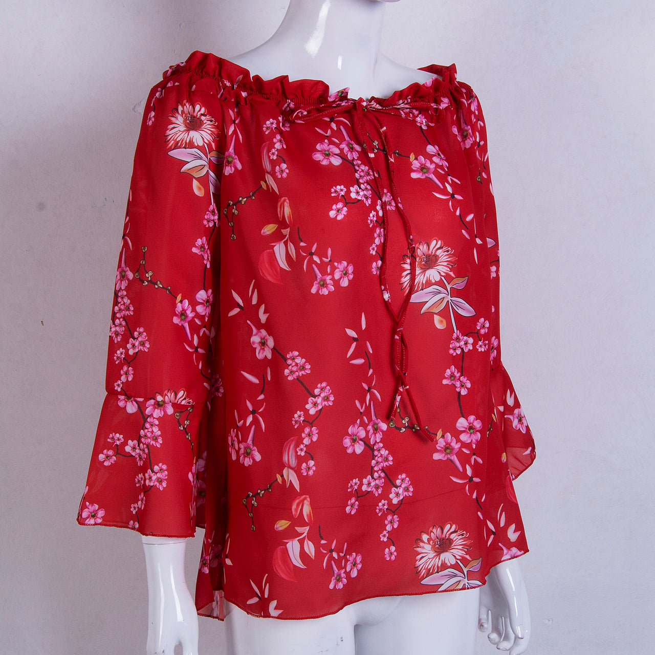 Bluza rosie, imprimeu floral, Annetta C10