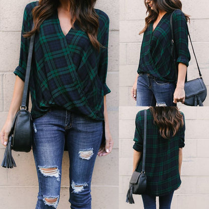 Bluza verde, imprimeu carouri, Bonni C13