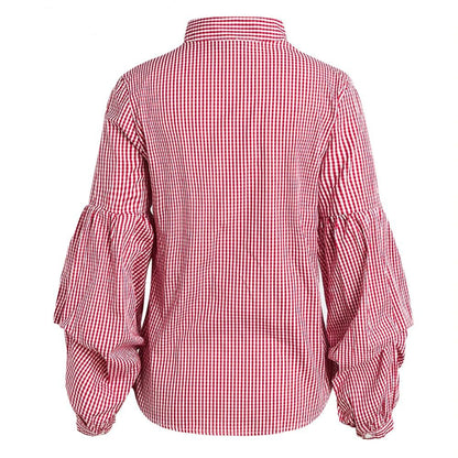 Bluza rosie, cu maneci bufante, Clarita C10