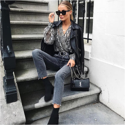 Bluza gri, animal print, Janin C11