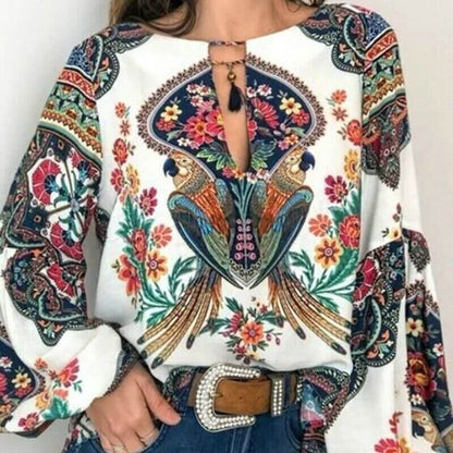 Bluza alba, cu imprimeu floral, Jannika C21