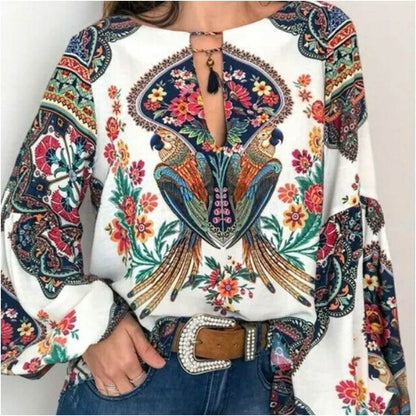 Bluza alba, cu imprimeu floral, Jannika C21