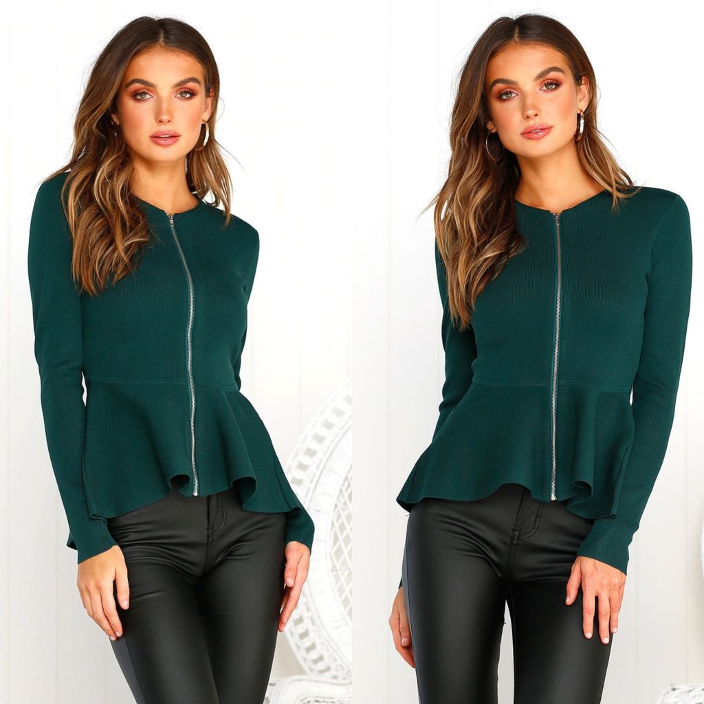 Bluza verde, cu peplum, Brit C13