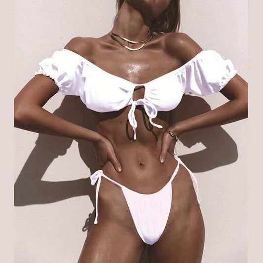 Costum de baie 2 piese, alb, Katerine C32 OUT