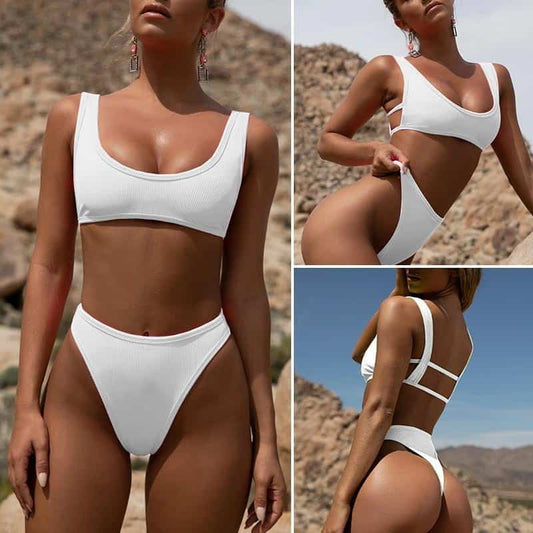 Costum de baie 2 piese, alb, Leane OUT