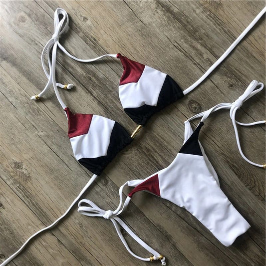 Costum de baie 2 piese, alb, Malla C44