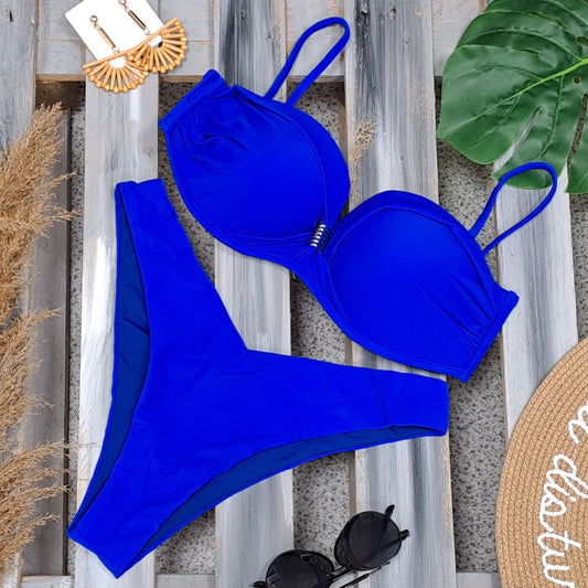 Costum de baie 2 piese, albastru, Emiliana C43