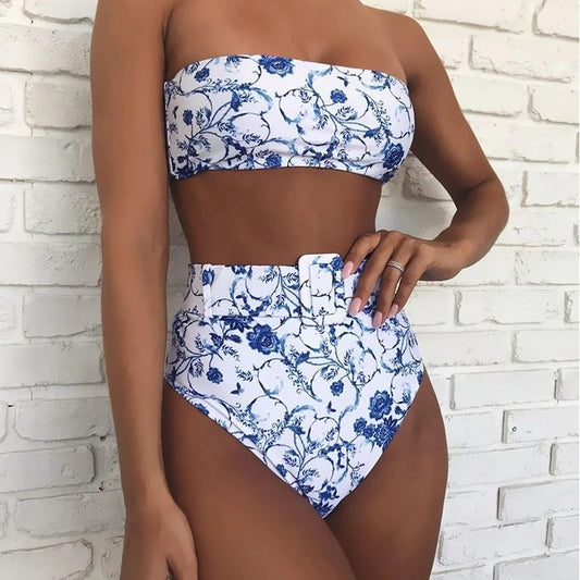 Costum de baie 2 piese, albastru, Malena C33