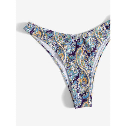 Costum de baie 2 piese, albastru, cu imprimeu floral, Glady C42