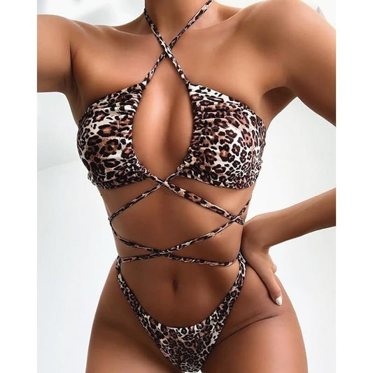 Costum de baie 2 piese, animal print, Laya C41 OUT