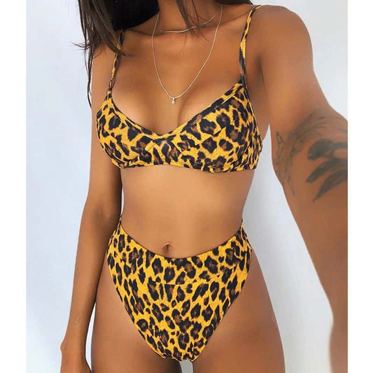 Costum de baie 2 piese, animal print, maron, Karmela C39 OUT