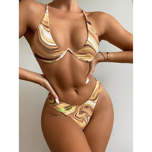 Costum de baie 2 piese, bej, Rosetta C50