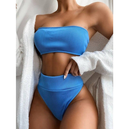 Costum de baie 2 piese, bleu, Karline C47