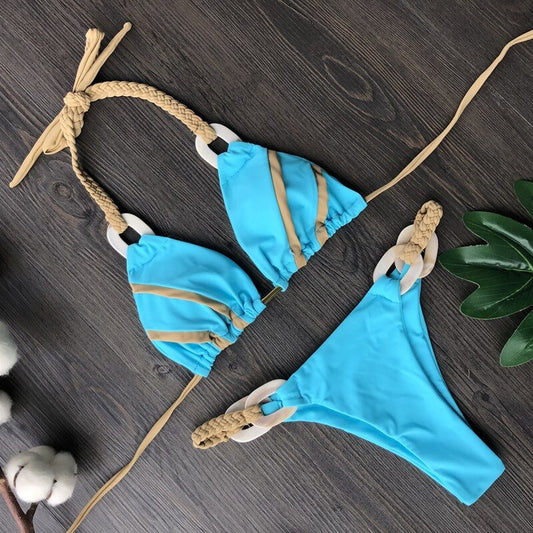 Costum de baie 2 piese, bleu, Leni C38 OUT