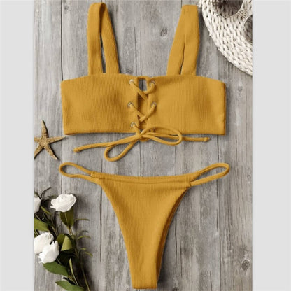 Costum de baie 2 piese, galben, Judita C32