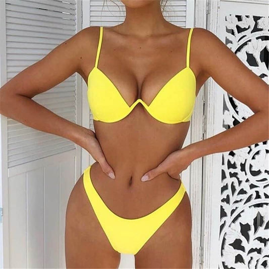 Costum de baie 2 piese, galben, Kerstine
