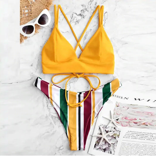Costum de baie 2 piese, galben, Kylie