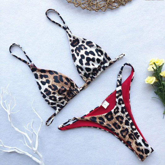 Costum de baie 2 piese, maro, animal print, Marsa C57