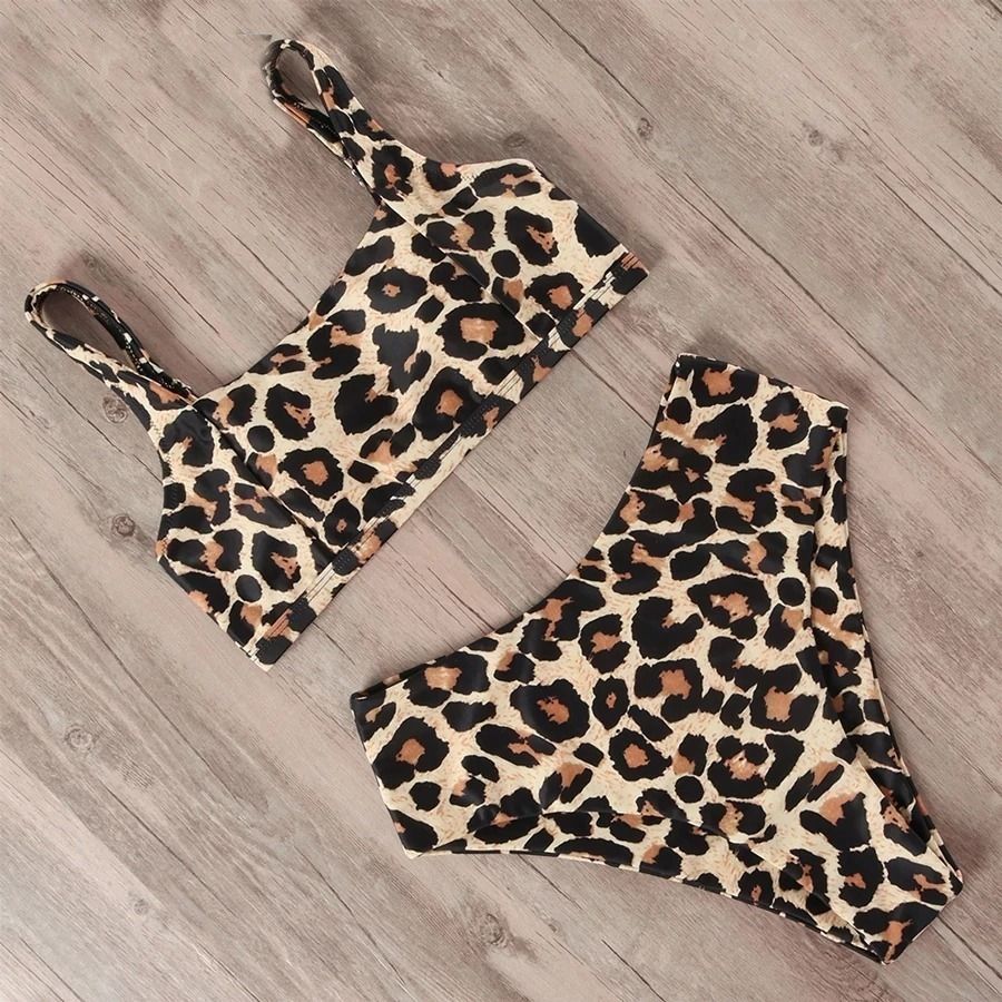 Costum de baie 2 piese, maro, animal print, Mayra C51