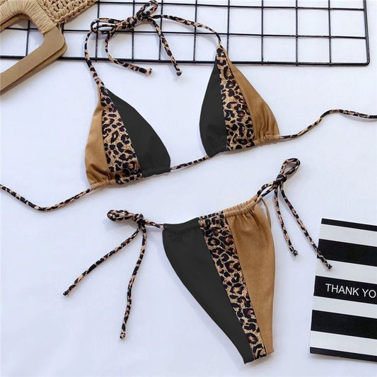 Costum de baie 2 piese, maro, animal print, Regisse C37
