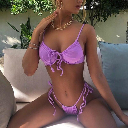 Costum de baie 2 piese, mov, Karita C36 OUT