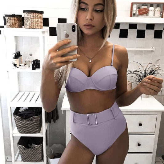 Costum de baie 2 piese, mov, Karlotte C39 OUT