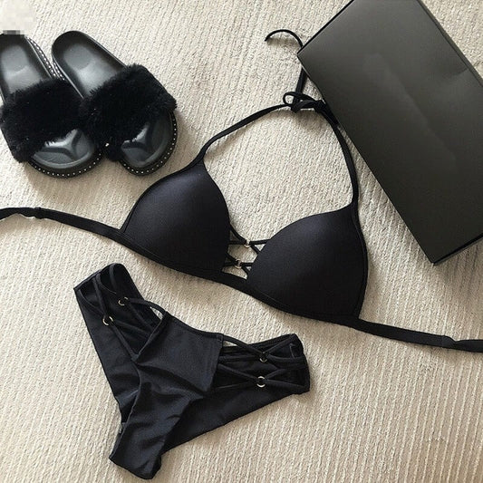 Costum de baie 2 piese, negru, Kairi