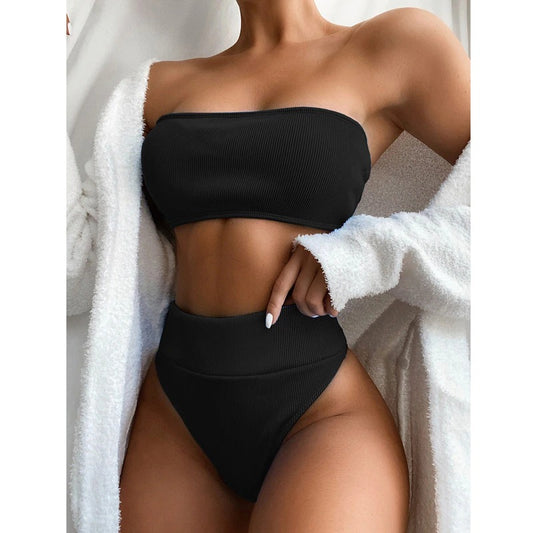 Costum de baie 2 piese, negru, Lenia C42