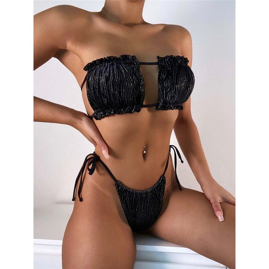 Costum de baie 2 piese, negru, Leontine C37