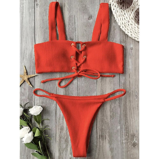 Costum de baie 2 piese, rosu, Juliet