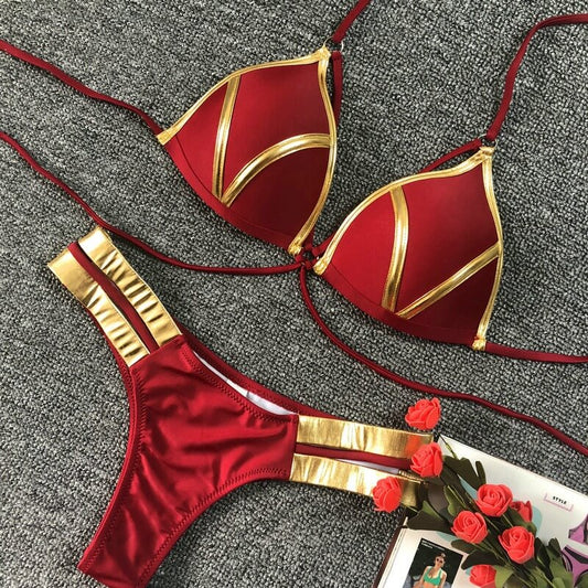 Costum de baie 2 piese, rosu, Kadi C34 OUT