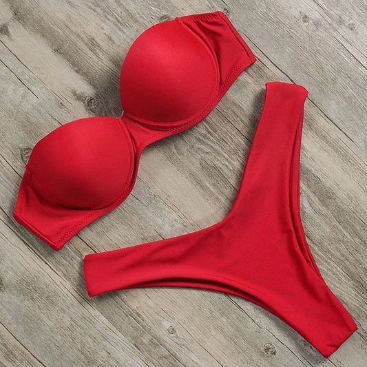 Costum de baie 2 piese, rosu, Marta C58